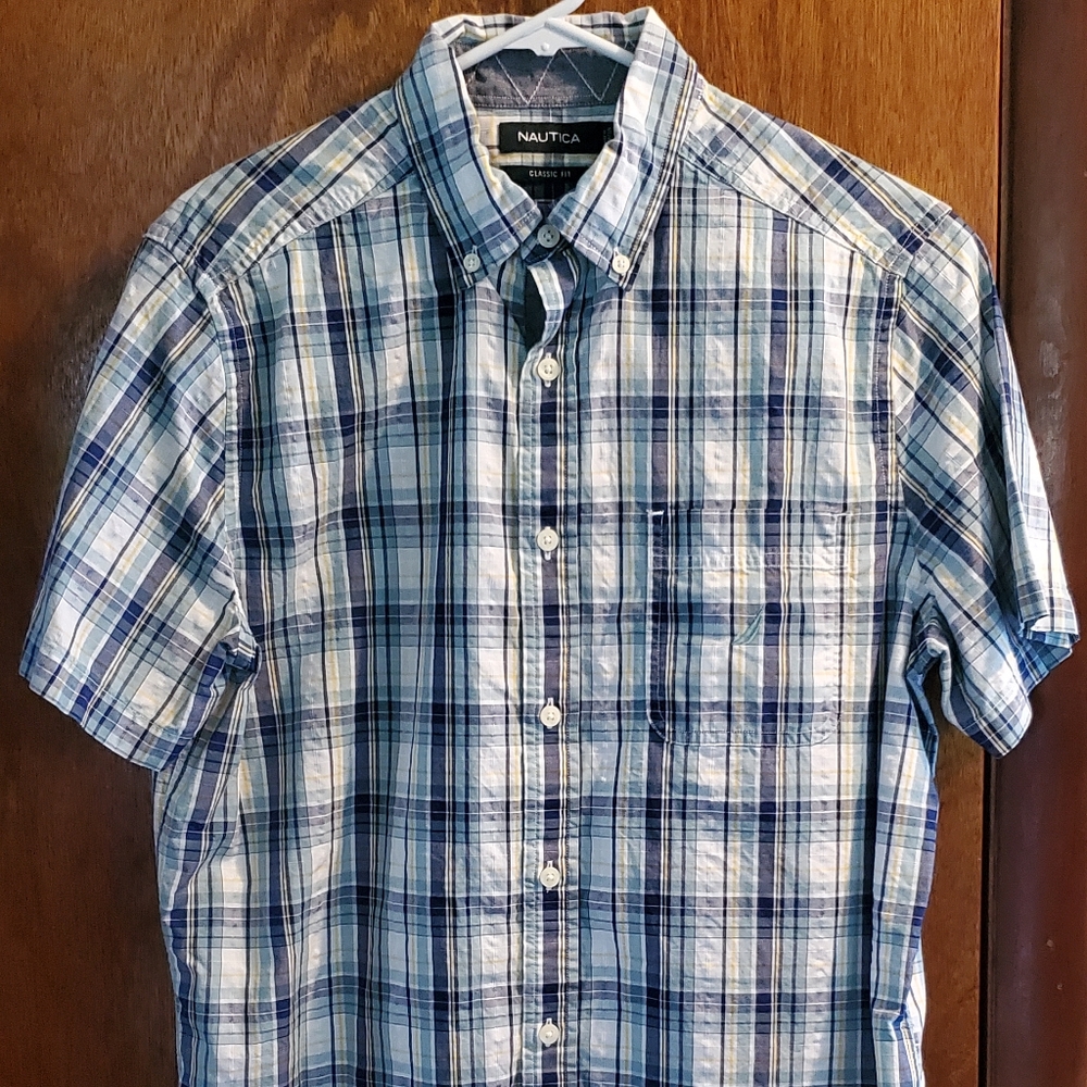 Nautica Plaid Button Down Short Sleeve Shirt